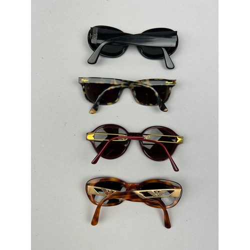 84 - FOUR PAIRS OF DESIGNER SUNGLASSES, to include Emporio Armani, Moschino and Ferregamo (4)