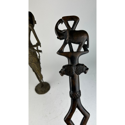 145 - AN AFRICAN BRONZE VOTIVE, along with an African hardwood totem (2)

Largest 48cm

**Please note this... 