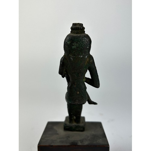 58 - A BRONZE EGYPTIAN STATUETTE OF GODDESS ISIS AND HER CHILD HORUS, after the antique but possibly of t... 