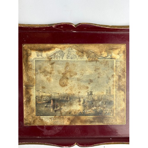 149 - TWO ANTIQUE TRAYS, one with a print of 'Lime Grove, Putney 1846' by T.A Prior, the other with an unk... 