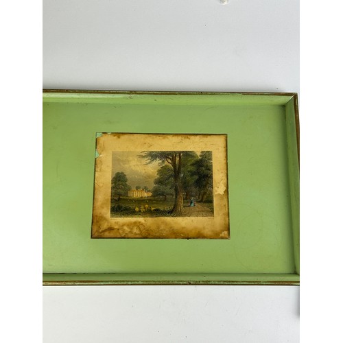 149 - TWO ANTIQUE TRAYS, one with a print of 'Lime Grove, Putney 1846' by T.A Prior, the other with an unk... 