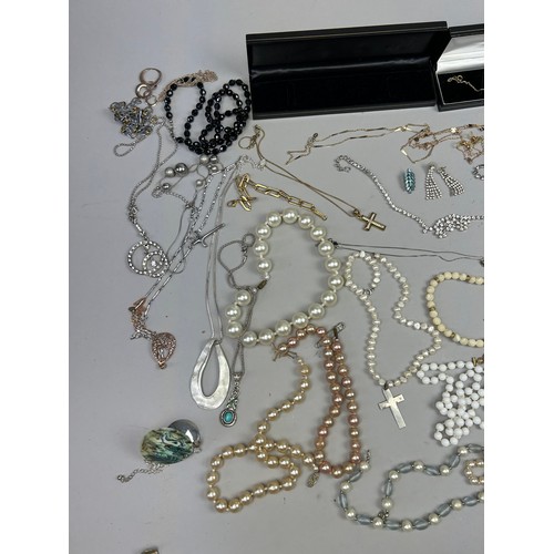 285 - A QUANTITY OF EARRINGS AND BEADED NECKLACES, to include earrings by Givenchy, some 925 silver exampl... 