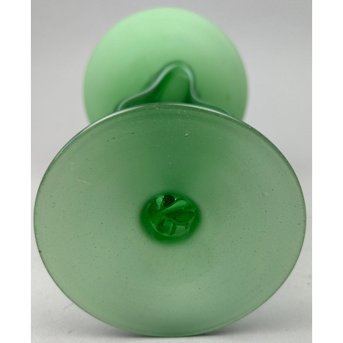 116 - A GREEN ART GLASS PEDESTAL DISH