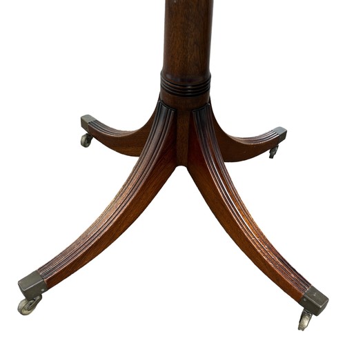 226 - A TWIN PEDESTAL MAHOGANY DINING TABLE PROBABLY BY WILLIAM TILLMAN, two removable leaves, along with ... 