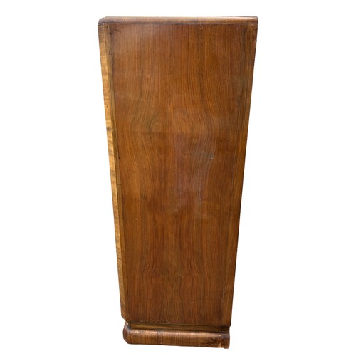 229 - AN ART DECO BURR WALNUT CABINET, with six inner compartments, one with two sliding drawers

124cm x ... 