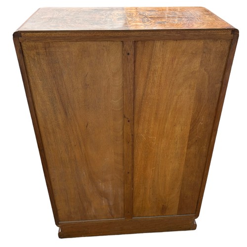 229 - AN ART DECO BURR WALNUT CABINET, with six inner compartments, one with two sliding drawers

124cm x ... 