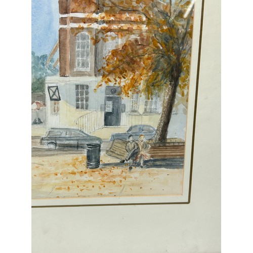 194 - A LARGE WATERCOLOUR OF RICHMOND UPON THAMES IN AUTUMN, mounted in a frame and glazed. 

Unsigned.

3... 