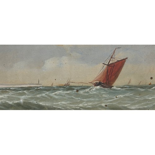 189 - A 19TH CENTURY SAILING SCENE, watercolour on paper depicting a boat at sea. 

Mounted in an antique ... 