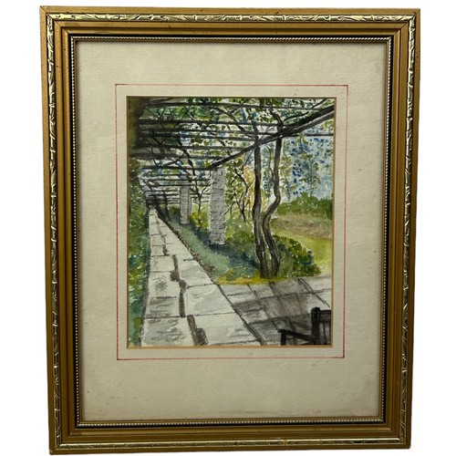 192 - A SMALL WATERCOLOUR OF 'WYSTERIA WALK' IN NYMANS GARDENS WEST SUSSEX, mounted in a frame and glazed
... 