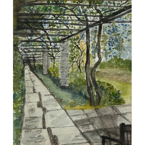 192 - A SMALL WATERCOLOUR OF 'WYSTERIA WALK' IN NYMANS GARDENS WEST SUSSEX, mounted in a frame and glazed
... 