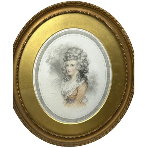 205 - AFTER JOHN DOWNMAN RA (1750-1824), 'MISS LOW', hand coloured engraving. Exhibited at the Irish Inter... 