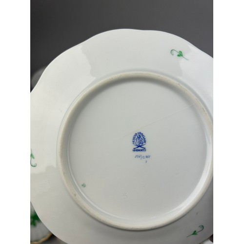 85 - A HEREND PART DINNER SERVICE 'APPONYI' CHINESE GREEN PATTERN, 79 pieces in total, hand painted all m... 