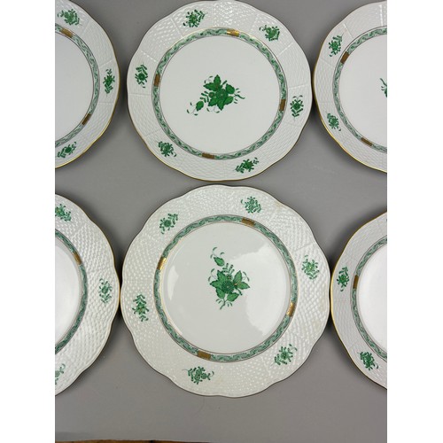 85 - A HEREND PART DINNER SERVICE 'APPONYI' CHINESE GREEN PATTERN, 79 pieces in total, hand painted all m... 