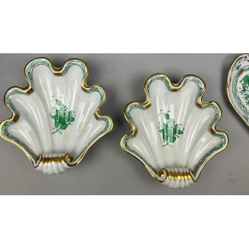 85 - A HEREND PART DINNER SERVICE 'APPONYI' CHINESE GREEN PATTERN, 79 pieces in total, hand painted all m... 