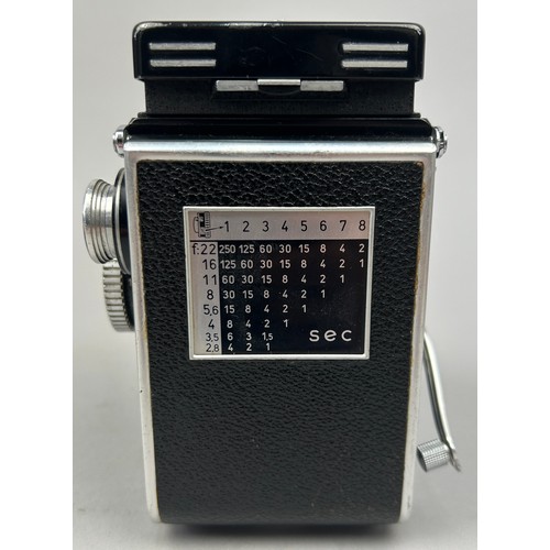 254 - ROLLEIFLEX 2.8 E Camera in original case with neck strap and lens hood (full working order) along wi... 