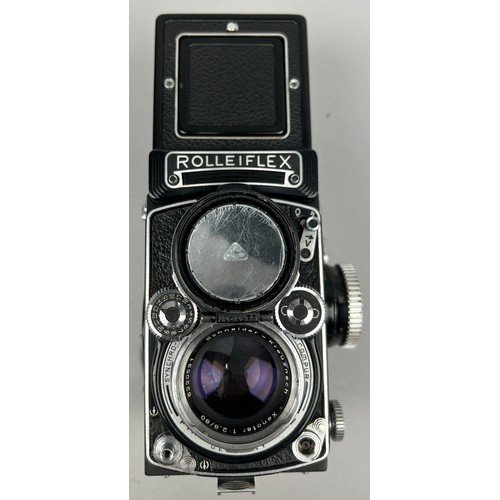 254 - ROLLEIFLEX 2.8 E Camera in original case with neck strap and lens hood (full working order) along wi... 