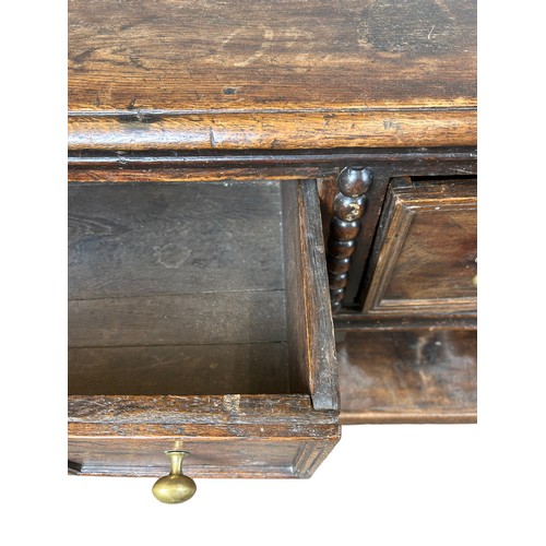 236 - A CHARLES II DRESSER OAK DRESSER BASE CIRCA 1690, possibly later additions,

The rectangular plank t... 