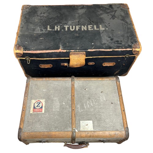 235 - TWO ANTIQUE TRUNKS, one marked 'L.H. Tufnell'

**Please note this lot will be available for collecti... 