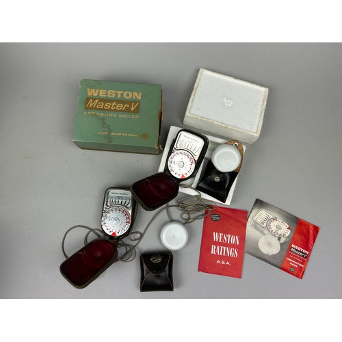 270 - WESTON Master V Exposure Meters with Invercones,  in makers original leather cases, one with origina... 