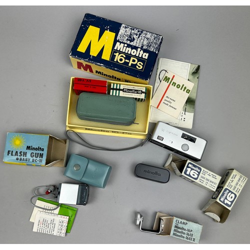 271 - MINOLTA sub miniature camera, Model P, makers slip case, original box and literature,
together with ... 