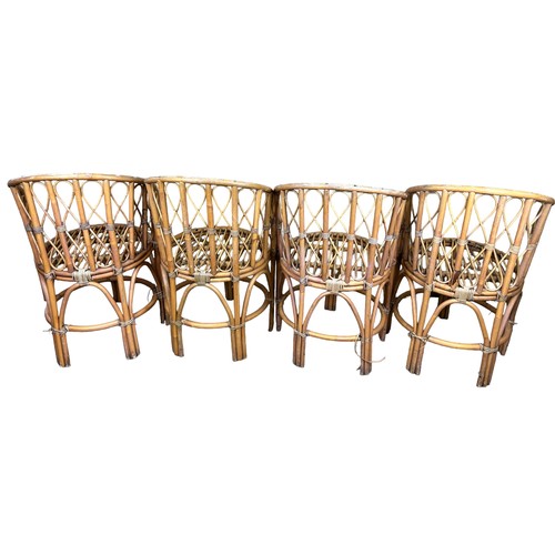 241 - A SET OF FOUR LIMED BAMBOO COCKTAIL CHAIRS (4)

85cm x 55cm each

**Please note this lot will be ava... 