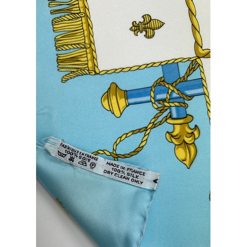 292 - AN HERMES SILK SCARF 'VUE DU CARROSSE DE LA GALERE LA REALE' IN ORIGINAL BOX, apparently unused