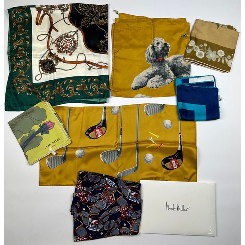 291 - A COLLECTION OF LARGE SILK SCARFS, to include one in original packaging by Nicole Miller (Qty)