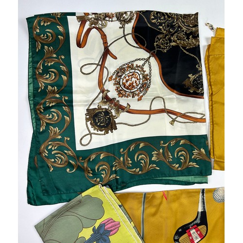 291 - A COLLECTION OF LARGE SILK SCARFS, to include one in original packaging by Nicole Miller (Qty)