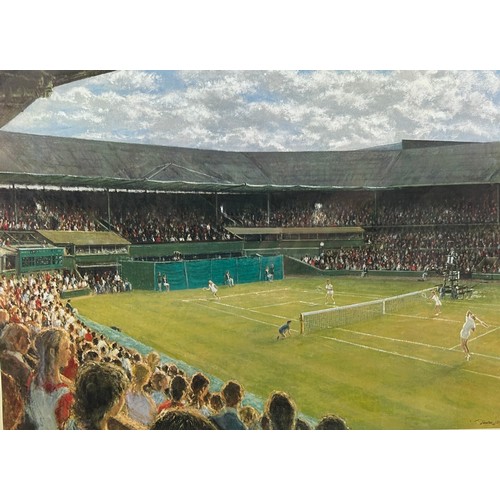 213 - WIMBLEDON TENNIS INTEREST: A PRINT OF CENTRE COURT AFTER EDWARD DAWSON 1983

58cm x 42cm