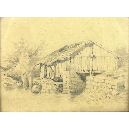 208 - A COMPETENT PENCIL SKETCH AND SHADING OF A BARN, signed E.B 1856

23cm x 17cm