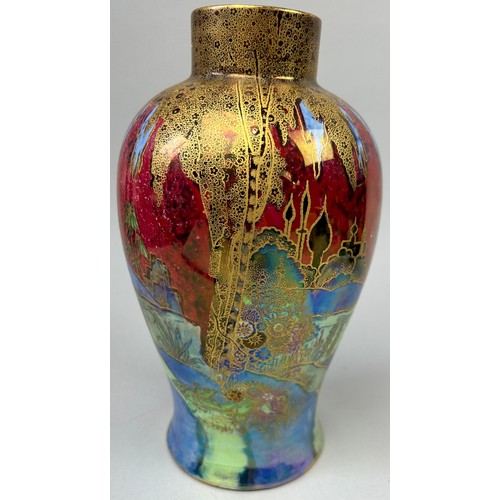 96 - A WILTON WARE VASE IN THE 'FAIRYLAND DESIGN' LUSTRE WARE, 1920's-1930's

26cm in height