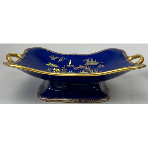 103 - WILTON WARE MIKADO DESIGN FOOTED DISH WITH GILT HANDLES, 

30cm x 18cm