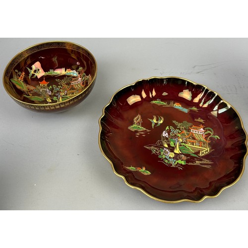 104 - CARLTON WARE ROUGE ROYALE MIKADO DESIGN BOWL AND PLATE (2)

Largest 23cm D