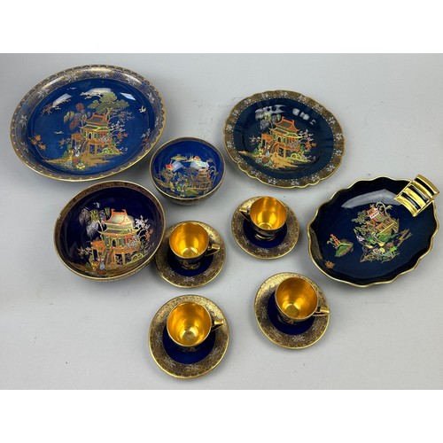 108 - A COLLECTION OF CARLTON WARE MIKADO DESIGN LUSTRE WARE BOWLS TEA CUPS AND SAUCERS