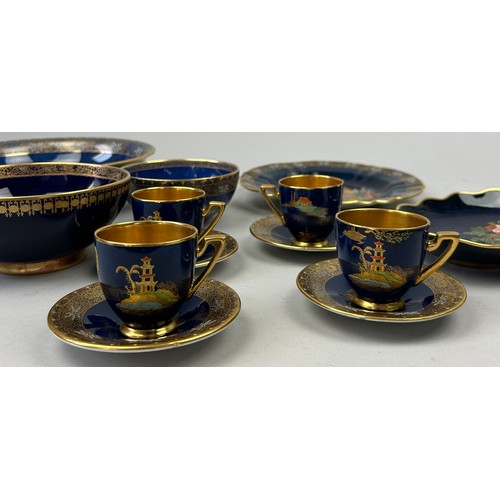 108 - A COLLECTION OF CARLTON WARE MIKADO DESIGN LUSTRE WARE BOWLS TEA CUPS AND SAUCERS