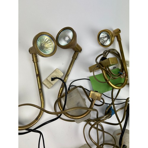 161 - A SET OF SIX BRASS WALL MOUNTED SPOTLIGHTS (6)