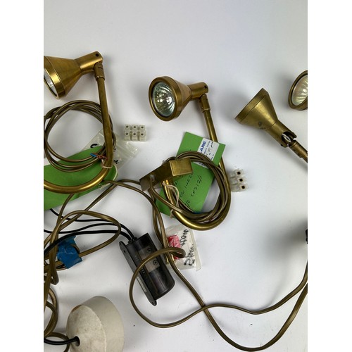 161 - A SET OF SIX BRASS WALL MOUNTED SPOTLIGHTS (6)