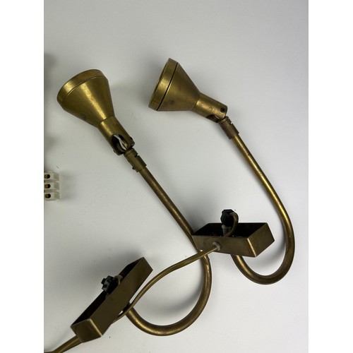 161 - A SET OF SIX BRASS WALL MOUNTED SPOTLIGHTS (6)