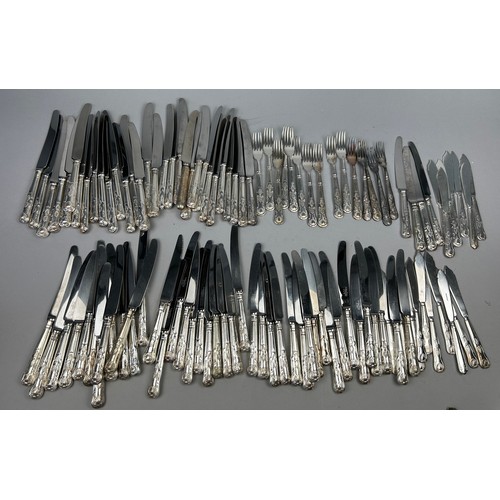 134 - A LARGE COLLECTION OF STAINLESS STEEL AND SILVER PLATED CUTLERY, names to include Arthur Price, Shef... 