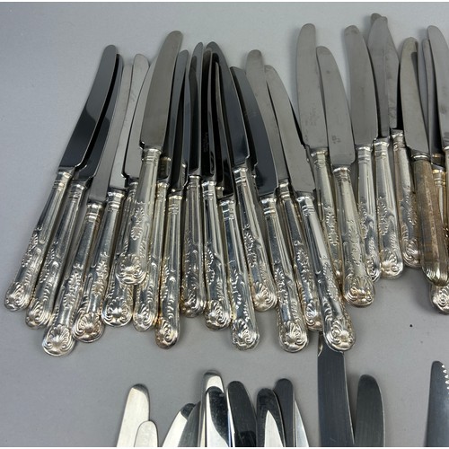 134 - A LARGE COLLECTION OF STAINLESS STEEL AND SILVER PLATED CUTLERY, names to include Arthur Price, Shef... 