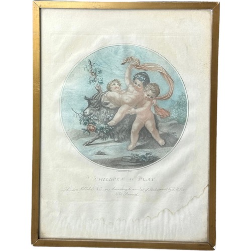 201 - AFTER FRANCESCO BARTOLOZZI RA (1727-1815) 'CHILDREN AT PLAY', coloured engraving published 'London N... 