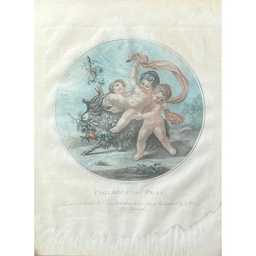 201 - AFTER FRANCESCO BARTOLOZZI RA (1727-1815) 'CHILDREN AT PLAY', coloured engraving published 'London N... 