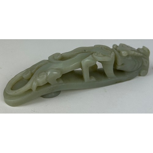 78 - A CHINESE JADE BRUSH DEPICTING A FOUR LEGGED CREATURE, probably 19th Century.

**Please note this lo... 