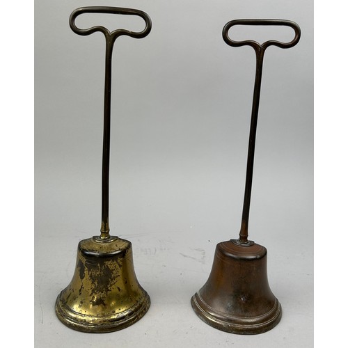 166 - TWO VICTORIAN HEAVY BRASS BELL DOOR STOPS (2)