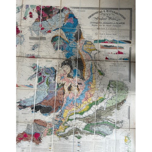 54A - J A KNIPE GEOLOGICAL AND MINERALOGICAL MAP OF ENGLAND AND WALES, WITH PARTS OF SCOTLAND, IRELAND AND... 