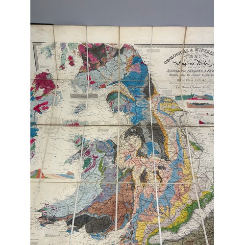 54A - J A KNIPE GEOLOGICAL AND MINERALOGICAL MAP OF ENGLAND AND WALES, WITH PARTS OF SCOTLAND, IRELAND AND... 