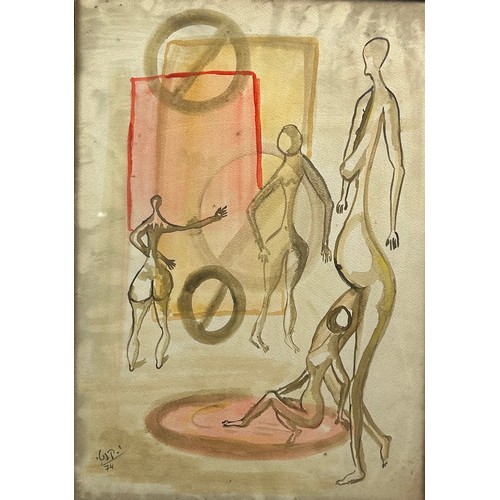 122 - AN INK AND WATERCOLOUR SURREALIST SCHOOL IN THE MANNER OF SALVADOR DALI (1904-1989)

49cm x 33cm