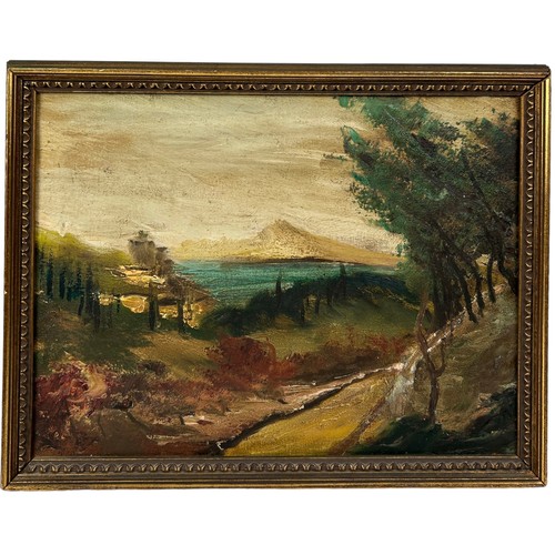 168 - AN OIL ON CANVAS PAINTING OF A LANDSCAPE, mounted in a frame

38cm x 28cm