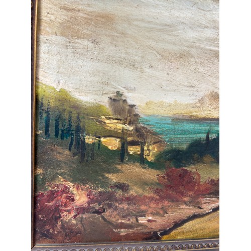 168 - AN OIL ON CANVAS PAINTING OF A LANDSCAPE, mounted in a frame

38cm x 28cm