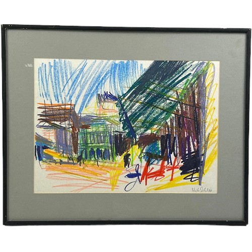 140 - NICK SCHLEE (B.1931) 'UNTITLED ABSTRACT' OIL PASTEL ON PAPER, 

Signed bottom right. Mounted in a fr... 